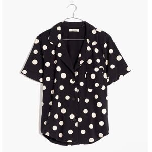 New Madewell Knit Bedtime Short-Sleeve Pajama Top, Inkwell Dots Women's Size XS